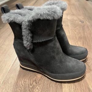 UGG Charcoal Suede Wedge Boots
